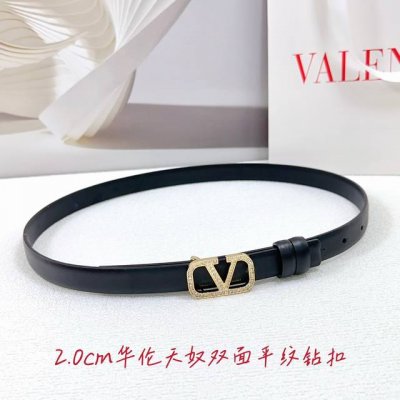 2.0Cm 华伦天奴双面平纹腰带，双面头层牛皮皮料，长度：.75.80.85.90.95.100欧，铜五金钻扣原版开模定制庆祝]