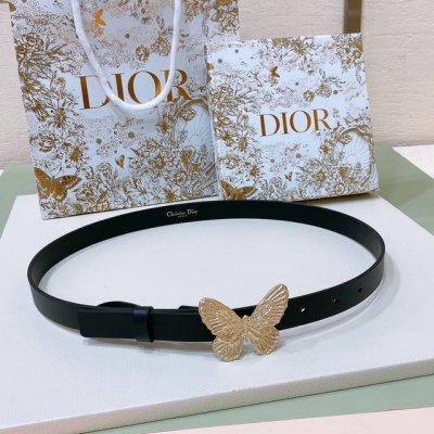 特P190 Dior 24早春 MéTamorphose 腰带 20 毫米黑色光滑牛皮革 超級火蝴蝶搭扣系列