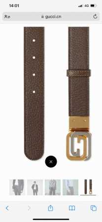 品牌 古驰 Gucci 特 描述 采用高级gucci Signature真皮精制而成，触感厚实，饰以双g商标带扣。腰带为意大利尺寸，请在购买前参阅腰带尺寸指南. - 点击图像关闭