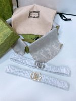 Gucci 24 Gg水钻 黄铜logo扣 小牛皮 银色金属 与 金色金属 3.0Cm精品 弹力十足 百搭 优雅 码数含扣s. M. L. Xl