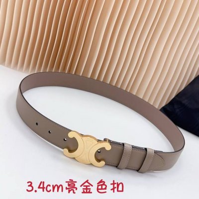 特 3.4Cm塞琳官网经典款，双面头层牛皮皮料，长度：.75.80.85.90.95.100.105.110欧， 铜 五金扣原版开模定制庆祝]