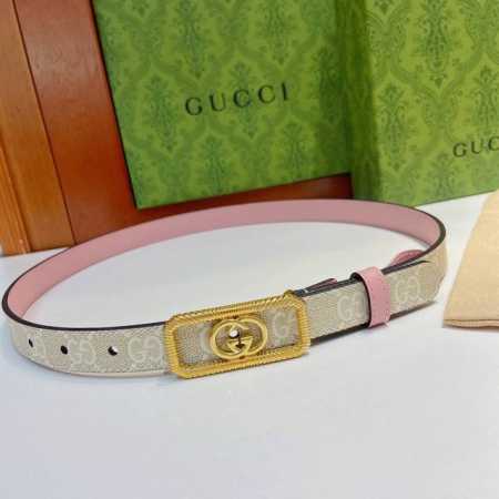Gucci 古奇官网新款，双面原厂小牛皮搭配互扣式双g精品纯铜五金腰带，专柜规格 2.0Cm - 点击图像关闭