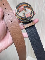 特 4.0宽小牛皮经典，专柜新版Logo，原版进小皮底，精品双G贴皮铜扣 高端品质，实物实拍。