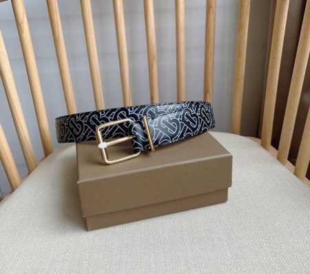 Burberry 巴宝莉专柜同步上新意大利精制光滑皮革腰带 饰有Thomas Burberry专属标识印花 产自意大利工坊 宽:3.5Cm 精致优雅 - 点击图像关闭