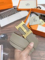 Hermes 爱马仕进口双面荔纹皮带 ，3.8Cm宽度，