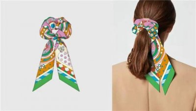 爱马仕Hermes “森林的低语”发圈，束发带两用 Twilly小丝巾 Twilly小丝巾 100%桑蚕丝 这款小巧的真丝配饰佩戴方式千变万化，可为您的日常造型