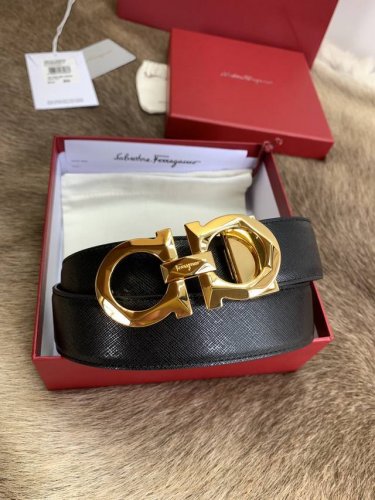 Ferragamo菲拉格慕 男士腰带 正品尺寸3.5Cm双面头层头层牛皮 纯铜五金 码数长度可自剪 送礼佳品！配全套包装礼盒