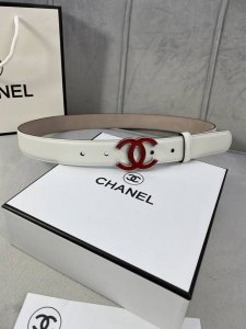 宽度3.0Cm Chanel 香奈儿 女士经典款腰带皮带新款光滑内衬磨砂牛皮银色 精品磨胶钢扣