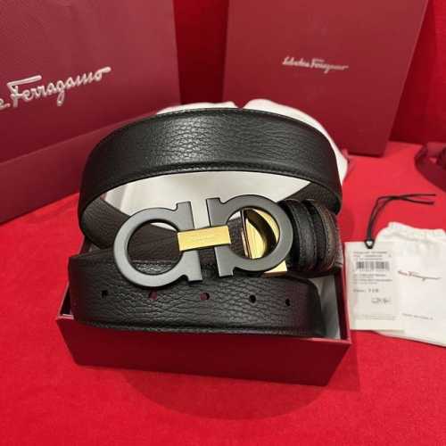 Ferragamo 菲拉格慕 支持Nxp芯片扫码 双面意大利进口原廠荔枝纹 非市面普通版本 精致镀鈀效果搭扣 寬度35毫米 該皮帶可調節 且能根據需要裁剪達到修