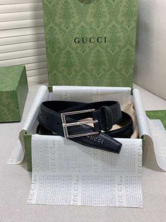 Gg Marmont系列腰带黑色皮革 银色调配件 双G 宽度：3.0厘米。 - 点击图像关闭