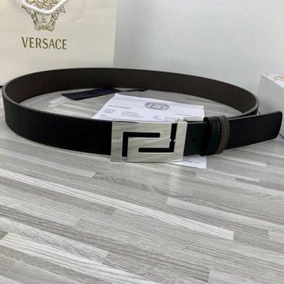宽度3.5Cm Versace 范思哲 新款回纹扣搭配黑配咖带身 双面头层 精选进口牛皮 树膏夹芯手感柔软