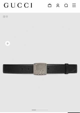 古奇 新款 宽3.5Cm 男士腰带 各式百搭单品继续为Gucci 早春系列添姿加彩。这款时尚腰带以黑色皮革匠心呈现，配以由钯金色调金属打造的Gucci铭牌腰带扣 - 点击图像关闭