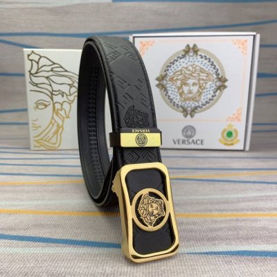品名：Versace.范思哲 自动带 材质：原单牛皮腰带 百分百头层牛皮腰带保证真皮，24K纯钢扣，专柜原单品质、做工精细，时尚大牌，送人自用首选 包装： 请认