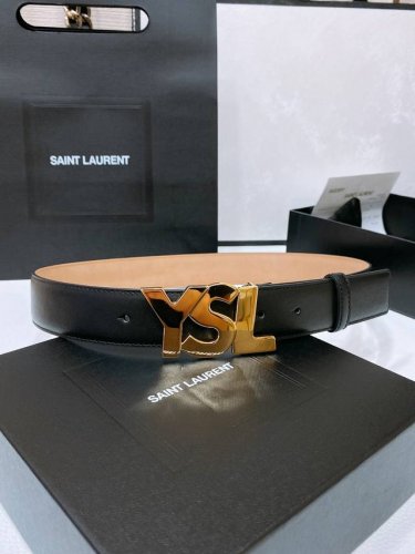 Salnt.Laurent.Paris. Y S L复古铜扣. 简单百搭！双面头层小牛皮 手感柔软细腻 3.4Cm
