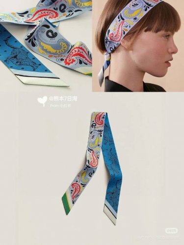 爱马仕Hermes“猎豹Bandana”Twilly小丝巾 Twilly真丝缎带 100%桑蚕丝 。 这款小巧的真丝配饰佩戴方式千变万化，可为您的日常造型增添灵