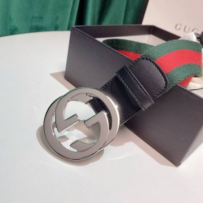 Gucci 4Cm经典红蓝织带官网潮流款,原版加厚纯棉织带 。头尾拼接头层小牛皮 ，内衬头层变色磨砂底。