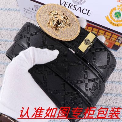 品名：范思哲 腰带原单 皮带 材料：百分百头层牛皮，保证真皮。24K纯钢扣双面可用专柜同等质量， 送人自用首选包装： 请认准如图专柜包装，赠送打孔器，银联发票，