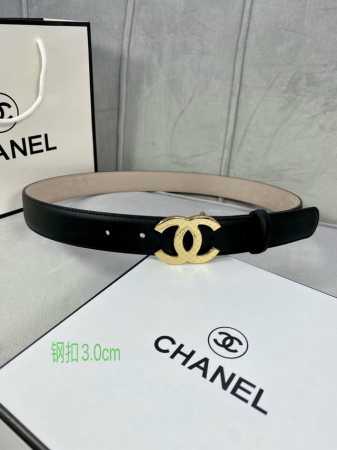 宽度3.0Cm Chanel 香奈儿 进口柔软小牛皮金 银色花纹金属logo花纹钢扣。 - 点击图像关闭
