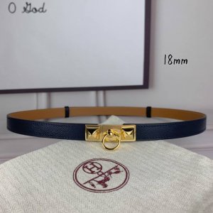 HermèS 爱马仕女款金字塔腰带，进口手掌纹，深蓝色＋E土黄色平纹底，配原单钢扣，带身18Mm宽，腰围大小可调节
