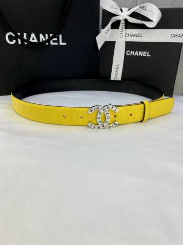 宽度3.0Cm Chanel 香奈儿 进口柔软小牛皮金 银色花纹金属精品钢扣。