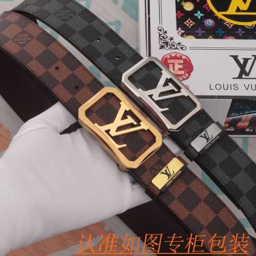 品名：Lv皮带原单腰带 材料：百分百头层牛皮腰带，保证真皮皮带，专柜原单品质、做工精细，送人自用首选 包装： 请认准如图专柜包装，赠送打孔器，银联发票，宽度3.