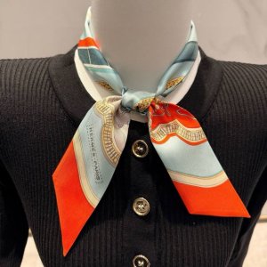 爱马仕Hermes“盛宴”Twilly小丝巾。 Twilly真丝缎带 100%桑蚕丝 。 这款小巧的真丝配饰佩戴方式千变万化，可为您的日常造型增添灵动妙趣！ 法
