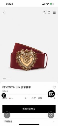 Dg宽4.0Cm 杜嘉班纳 新款 Devotion 系列 Lux 皮革腰带，点缀手工打造的徽标爱心珠宝金属合金搭扣，镶嵌珍珠装饰。扣下方设有点扣无镍搭扣与配件