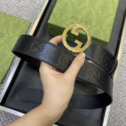 高端品质，实物拍摄 配全套礼盒 ：Gucci 專櫃最新升华版本 寬度38毫米 進口小牛皮壓花衬托稀缺的原廠意大利樹膏皮 搭配做工精緻的gg扣