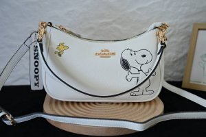 Coach 蔻驰 Cbj76 经典标志Teri单肩包Pvc配皮单肩斜挎腋下包手提包 高颜值，牛皮材质超级耐磨。比麻将包大，容量完全满足日常需求。金属配件拼接肩带