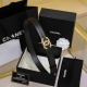 chanel 24S Cc 珍珠 水钻 白 与 黑 字母 Logo搭扣 黄铜金属小牛皮腰带 手感柔软 细腻 3.0Cm 码数75- -