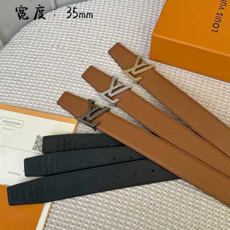 L0Uis Vuitt0N 今 驴家男士原單腰帶 寬度35毫米 腰带采用一面荔枝纹Togo皮一面进口小牛皮底 双八字头尾设计款 搭配新款设计精钢五金 可双面佩戴 - 点击图像关闭
