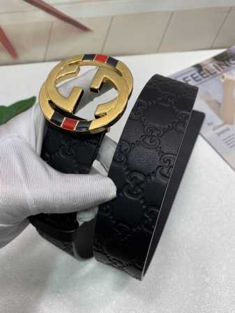 配全套包装礼盒 古驰：原单头层牛皮压G面，内衬头层牛皮小牛皮底，平板无线带身.搭配原单扣，原产皮料定制，专柜宽度3.8 - 点击图像关闭