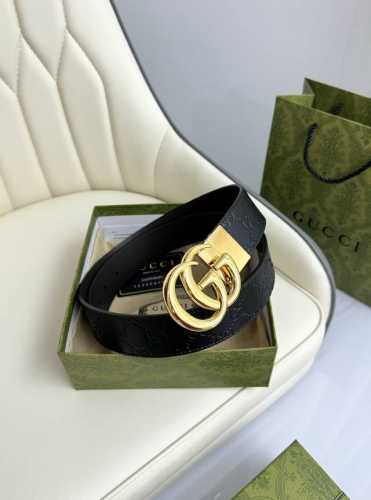 特 Gucci，原厂精密电渡扣头，意大利原厂皮，宽3.7Cm，代购级。