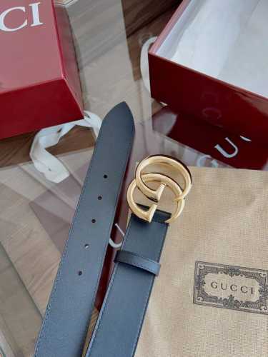 Gucci 表面头层小牛皮 宽度4.0Cm 专柜新版Logo横标 原版进口南非皮底 精品双G铜扣 高端品质 不惧对比