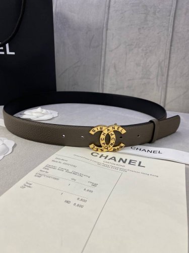 宽度3.0Cm Chanel 香奈儿 荔枝纹牛皮支持nfc芯片官方网站链接扫码验证、金 银 色镶钻钢扣。