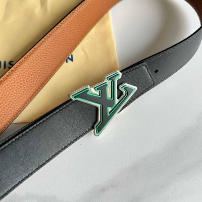 原版包装1.0 L0Uis Vuitt0N 今 驴家男士原單腰帶 寬度35毫米 腰带采用一面荔枝纹Togo皮一面进口小牛皮底 双八字头尾设计款 搭配新款设计精钢