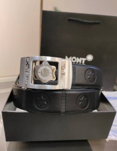 万宝龙男士自动腰带- 宽度34Mm 精品钢扣 精工打造 手感柔软 长短可以裁剪