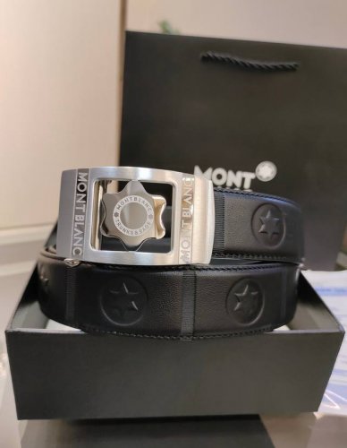 万宝龙男士自动腰带- 宽度34Mm 精品钢扣 精工打造 手感柔软 长短可以裁剪
