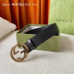 特 配全套包装礼盒 Gucci古驰奢侈品男款双G带扣经典印花腰带原版Pvc皮带 宽度4.0Cm