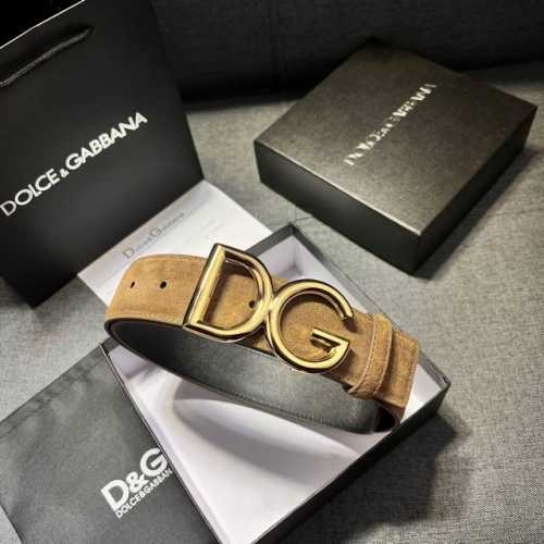 Dg ， 宽4.0㎝ ，Dolce Gabbana 杜嘉班纳 新款进口磨砂头层牛皮百搭男士皮带