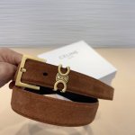 赛琳 Teen Triomphe光滑牛皮革腰带 荧光白纤细版型，可搭配经典西装外套、裙装，增添高雅气质3.0Cm绒面