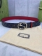 宽度4.0Cm Gucci 双面腰带，一侧为gg Supreme帆布，反面一侧为枣红色头层小牛皮。配以互扣式双g钢扣采用真空电镀 厚度6.0Mm