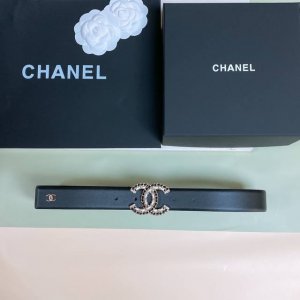 特 c hanel #2022春夏新款系列 小牛皮、黄铜金色金属、树脂与水钻黑 3.0cm精品 小牛皮腰带