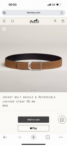 特 Jockey Belt Buckle & Reversible Leather Strap 38Mm