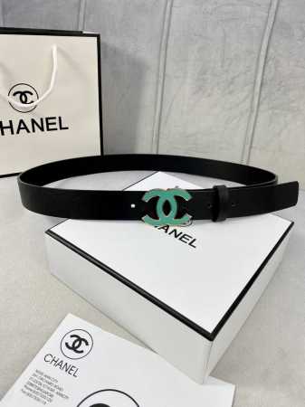 宽度3.0Cm Chanel 香奈儿 女士腰带皮带新款柔软的进口小牛皮金 银色磨胶金属钢扣。 - 点击图像关闭