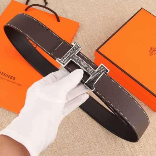 特P200 Hermes 爱马仕进口意大利牛皮皮带，3.8宽，经典的手掌纹路单面可用，爱马仕这个享誉全球的品牌，每一款皮带都是精心设计，在专业的工匠手里锻造打磨