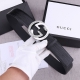 宽度4.0Cm Gucci 品牌标志性的原单双G标识经重新诠释后，以光彩夺目的金色调呈现在这款水波纹皮腰带上。