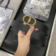 迪奥Dior新款精钢五金宽3.5Cm原单进口头层牛皮配经典字母布.搭配原单钌钯电镀Cd扣，手感.油边近乎完美，原产皮料定制