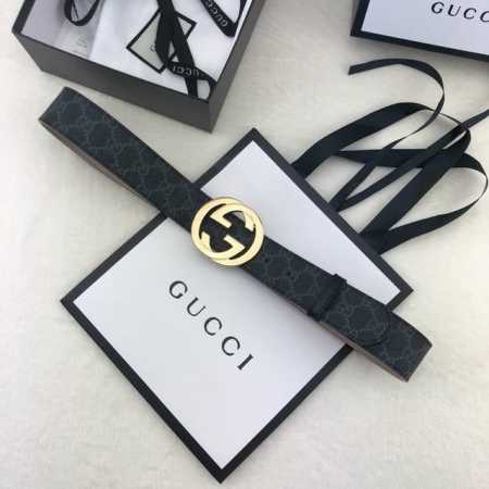 配全套包装盒 Gucci 古奇官网经典款 正品规格 原单品质 专柜pvc提花面料 头层进口变色磨砂底 官网40Mm 双g抛光亮面扣 - 点击图像关闭