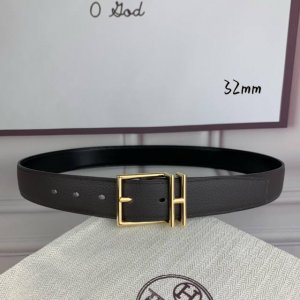 HermèS 爱马仕针扣 原单品质 头层牛皮 咖啡荔枝纹搭配黑色平纹 32Mm宽 双面可用 配官网H亮金 亮银 哑黑扣
